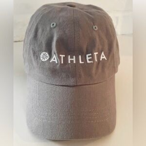 ATHLETA Hat Adult OS Adjustable Khaki Green White Embroidered Logo Baseball Cap